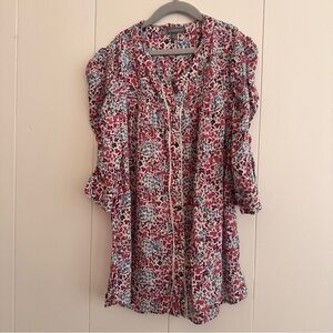 Wit & Wisdom Red and White Ruffled 3/4 Sleeve Blouse